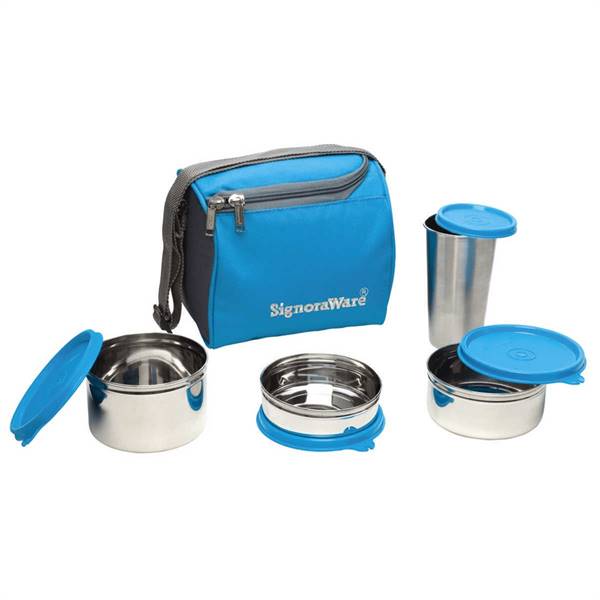 Signoraware Best Steel Lunch Box With Steel Tumbler
